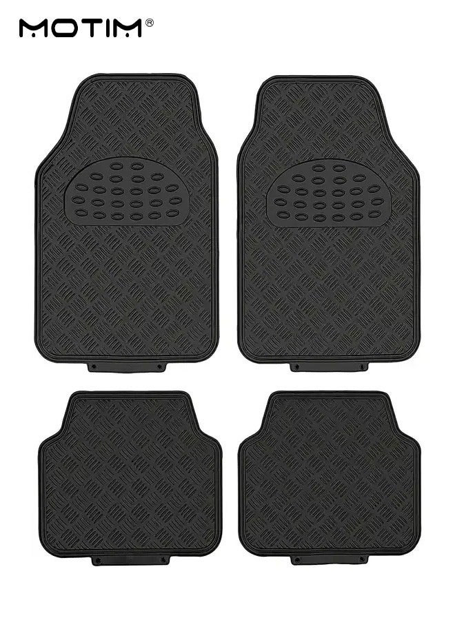 موتيم سجاد أرضيات 4 قطع للخدمة الشاقة لسيارة شاحنة شاحنة فان SUV، أسود - سجاد أرضيات ممتاز يناسب جميع الأحوال الجوية لأرضية السيارة، سجاد أرضيات السيارات ذو الطبقات العميقة لجميع الأحوال الجوية، حماية كاملة من الأوساخ - Image 1