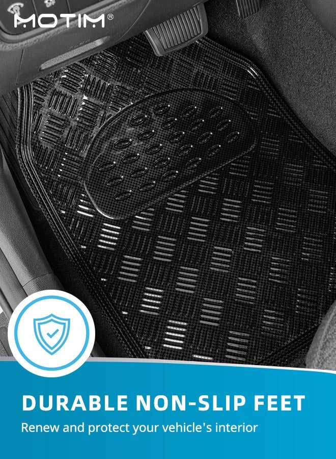 موتيم سجاد أرضيات 4 قطع للخدمة الشاقة لسيارة شاحنة شاحنة فان SUV، أسود - سجاد أرضيات ممتاز يناسب جميع الأحوال الجوية لأرضية السيارة، سجاد أرضيات السيارات ذو الطبقات العميقة لجميع الأحوال الجوية، حماية كاملة من الأوساخ - Image 3