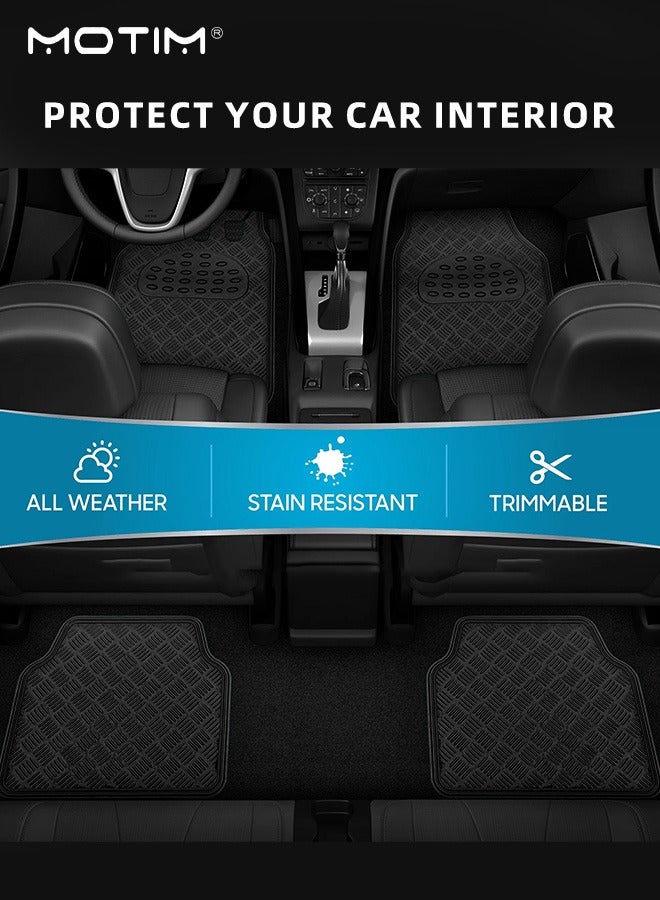 موتيم سجاد أرضيات 4 قطع للخدمة الشاقة لسيارة شاحنة شاحنة فان SUV، أسود - سجاد أرضيات ممتاز يناسب جميع الأحوال الجوية لأرضية السيارة، سجاد أرضيات السيارات ذو الطبقات العميقة لجميع الأحوال الجوية، حماية كاملة من الأوساخ - Image 4