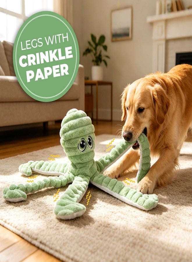 Prime Pets Dog Toys for Large Dogs, 27” Extra Large Plush Octopus Dog Toy, Crinkle Squeaky Dog Toy for Small Medium Large Breeds, Interactive Stuffed Chew Toys to Keep Them Busy, Green - Image 4