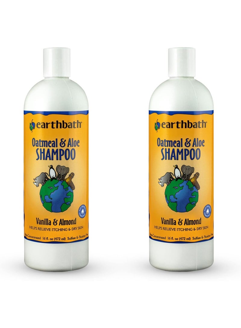 earthbath, Oatmeal & Aloe Dog Shampoo - Oatmeal Shampoo for Dogs, Itchy, Dry Skin Relief, Dog Wash, Made in USA, Cruelty Free Pet Shampoos - Vanilla & Almond, 16 Oz (2 Pack) - Image 1