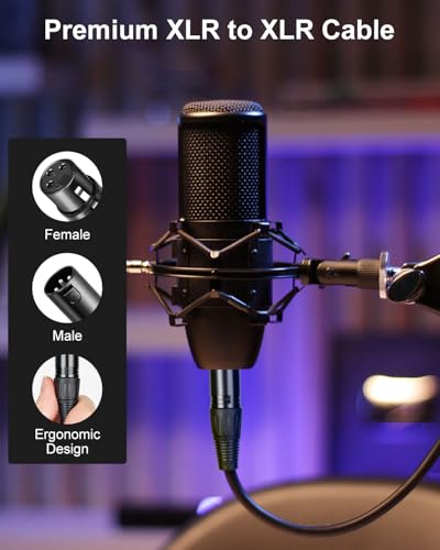 Aqdocvf 2 Pack Premium XLR Cable - 3ft, Male to Female Microphone Cable Oxygen-Free Copper (OFC) Mic Cord for Speaker Podcast Audio Mixer DMX Effector Amplifier Sound Card, Black - Image 2