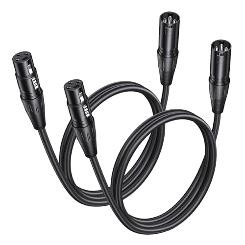 Aqdocvf 2 Pack Premium XLR Cable - 3ft, Male to Female Microphone Cable Oxygen-Free Copper (OFC) Mic Cord for Speaker Podcast Audio Mixer DMX Effector Amplifier Sound Card, Black - Image 1