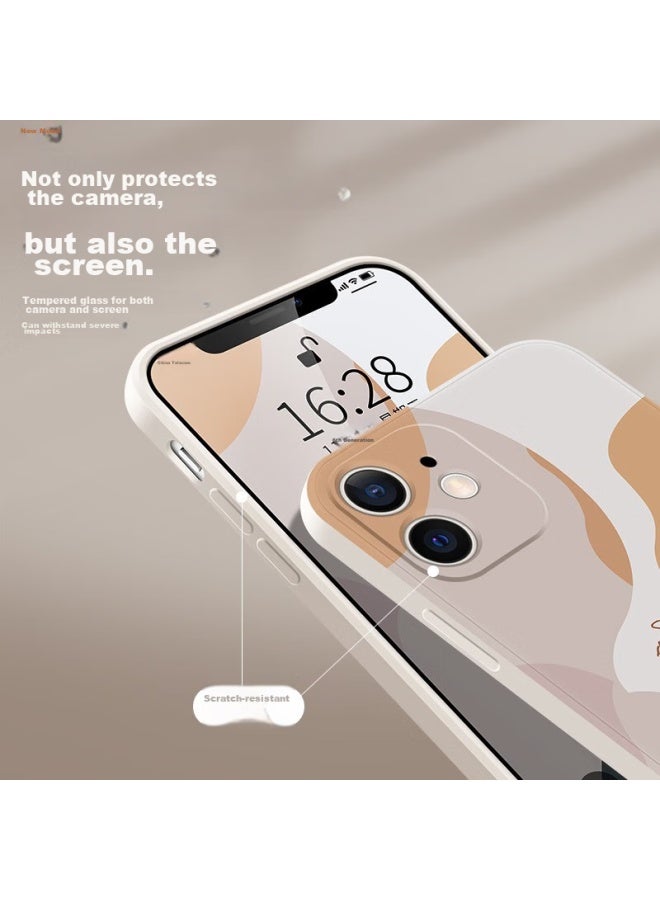 Zitai, Suitable For Apple 13 Phone Case, Liquid Silicone Iphone 13 Protective Cover, Painted Creative Anti-Drop Soft Case [Morandi], 6.1 Inch White - Image 5