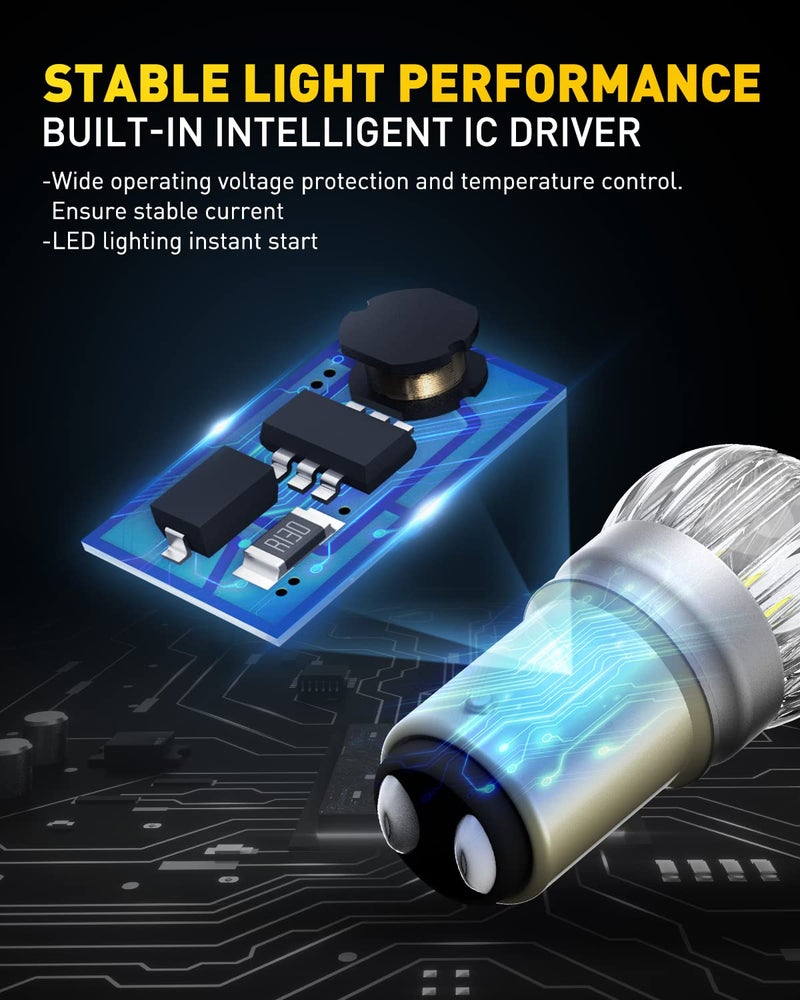 AUXITO 1157 LED Bulb White, 400% Brighter 1:1 Size, 7528 2057 2357 BAY15D LED Lights for Reverse Backup light, Tail Light, Brake Signal Light, DRL, Pack of 2 - Image 4