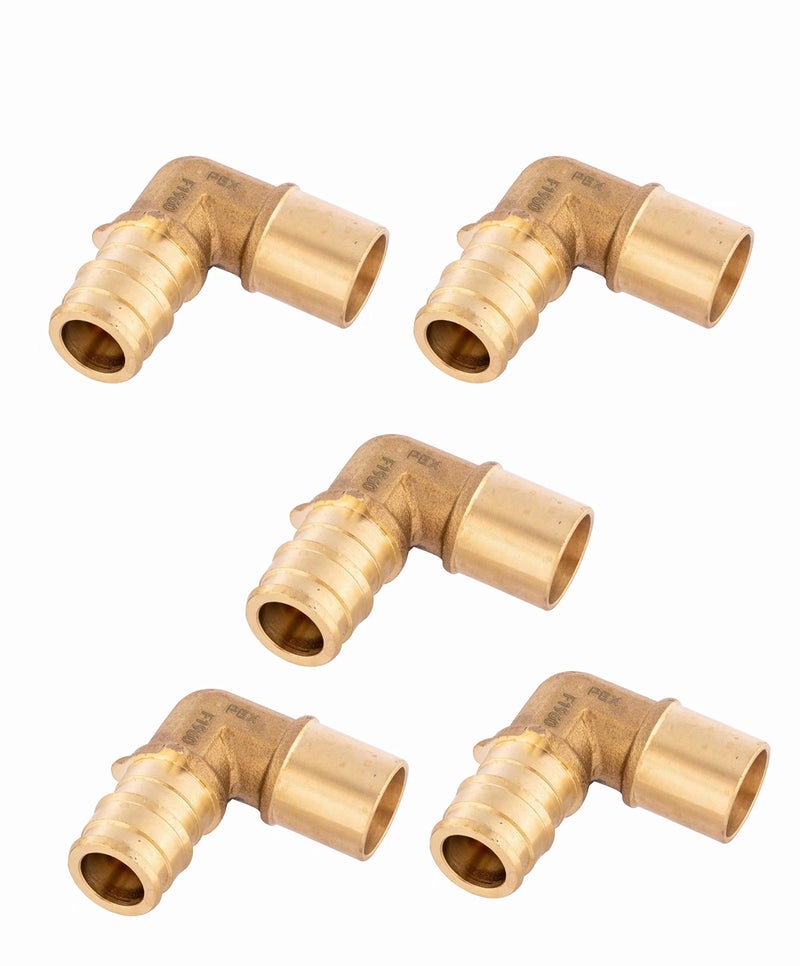 EFIELD 5Pack EFIELD Pex A Full Flow Expansion Brass Fittings 34x 34 Male Sweat Elbow Adapter ASTM F1960PEX1960078 - Image 2