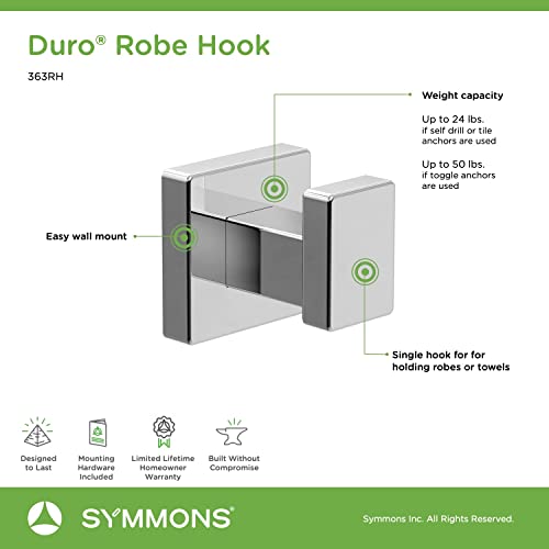Symmons 363RH Duro Wall-Mounted Robe Hook in Polished Chrome - Image 4