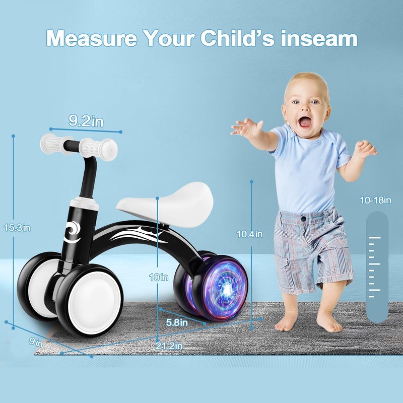 Gamfeiny Colorful Lighting Baby Balance Bike Toys for 1 Year Old Boy Gifts, 10-36 Month Toddler Balance Bike, No Pedal 4 Silence Wheels&Soft Seat First Riding on Toys, One Year Old Boy Birthday Gifts. - Image 2