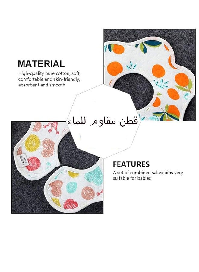 Kissy Baby Baby Bibs Cotton, Muslin Baby Bibs, 7Pcs Soft Absorben Bandana Bib for Drooling & Teething for Girls & Boys, Cute Cartoon Adjustable Multi-Functional Scarf Burp Cloths - Image 3