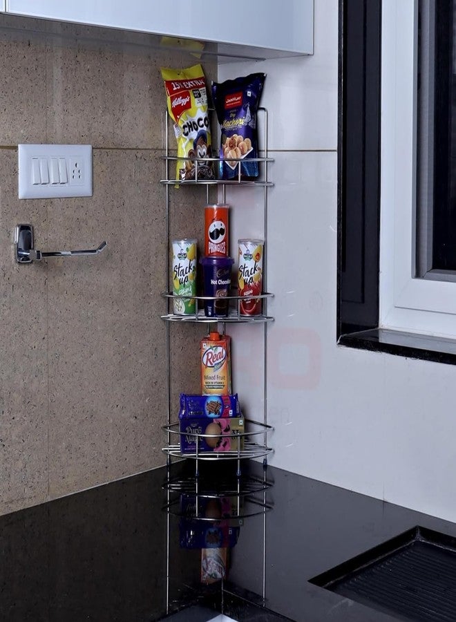 TORO Stainless Steel Kitchen Rack - Multipurpose Kitchen Organizer, Corner Shelf (Chrome Finish) (Tripal Layer) - Image 4