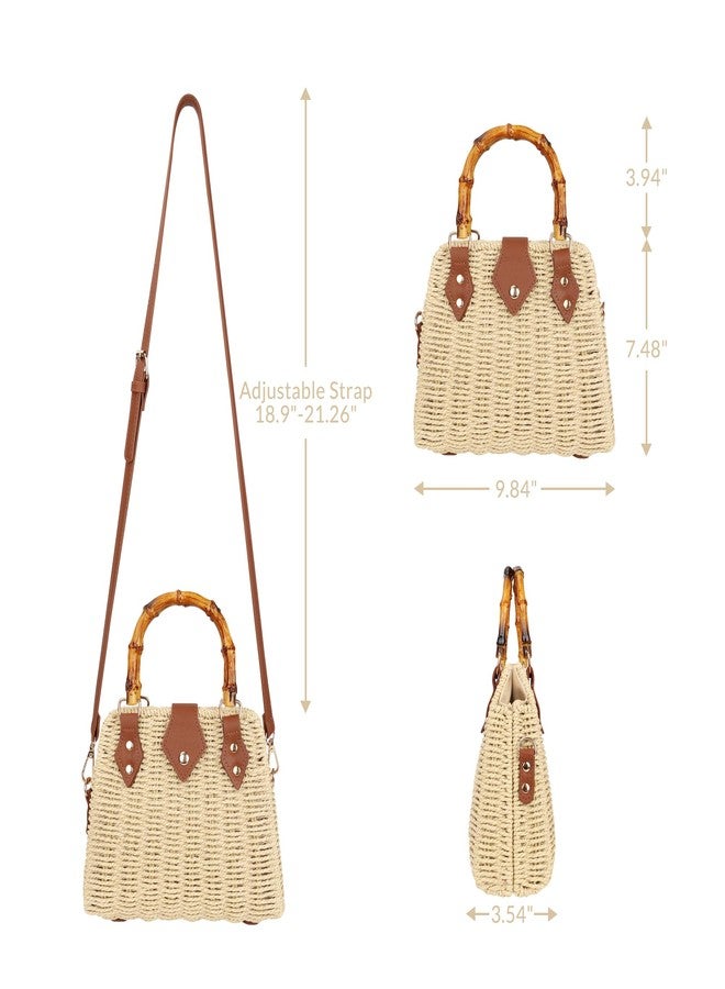 Youjaree Straw Beach Bag Crossbody Handbag for Women Handmade Woven Shoulder Bag Top Handle Purse for Summer, Beige, Medium - Image 5