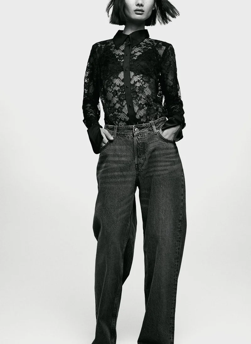 H&M Lace Button Down Shirt