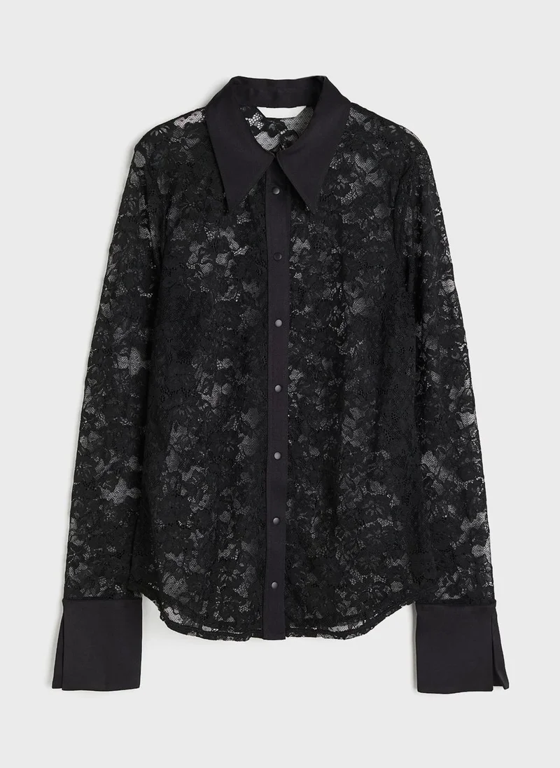 H&M Lace Button Down Shirt