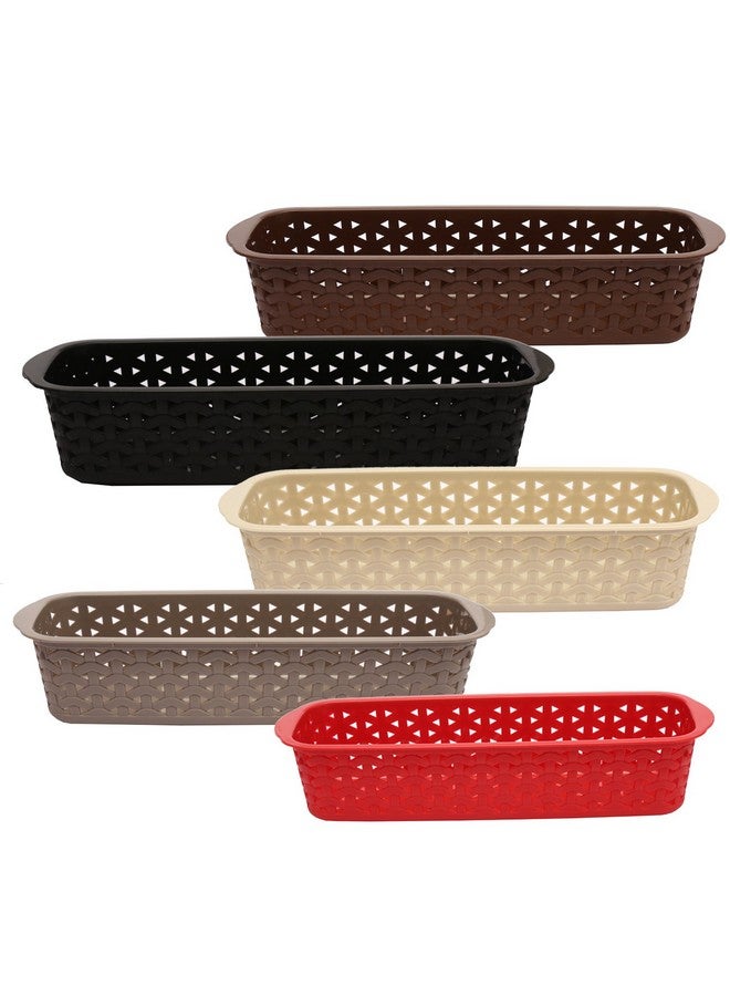 Jaypee Plus Plastic Basket This & That, 28 cm Pack of 5, Multicolor Baskets Baskets for Fruit Vegetable Bathroom Stationary Home Basket - Image 1