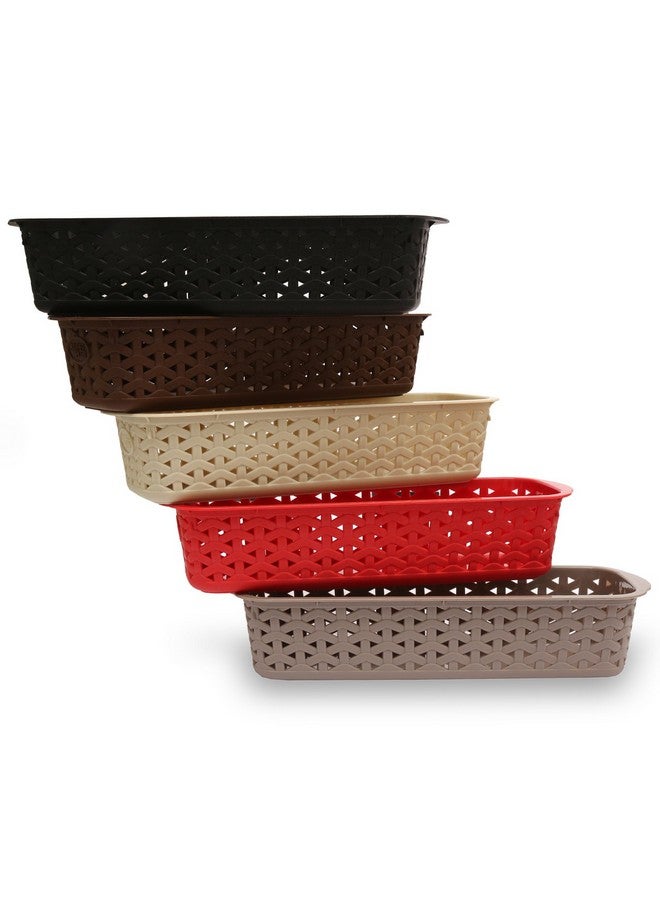 Jaypee Plus Plastic Basket This & That, 28 cm Pack of 5, Multicolor Baskets Baskets for Fruit Vegetable Bathroom Stationary Home Basket - Image 5