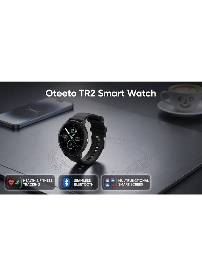 Oteeto TR2 Smart Watch, 1.28 Inch Full Touch TFT Display, Bluetooth 5.2, Heart Rate & SpO2 Monitoring, IP68 Water Resistant, 123+ Sports Modes, Up to 7-Day Battery Life, Fitness Tracker for Men & Women - Image 4
