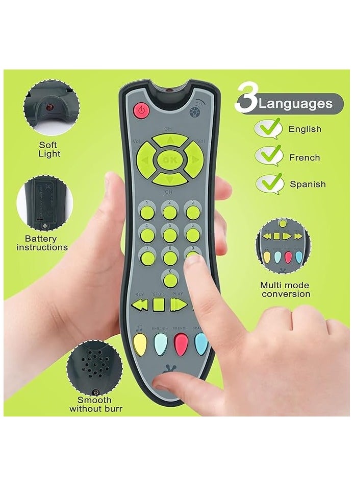UKR - UKR TV Remote Control Singing Baby Toy – Musical Early Learning Toy with Light & Sound | Multi-Language Remote for Babies 6+ Months | Interactive Language Development Toy for Boys & Girls (Grey) - Image 1