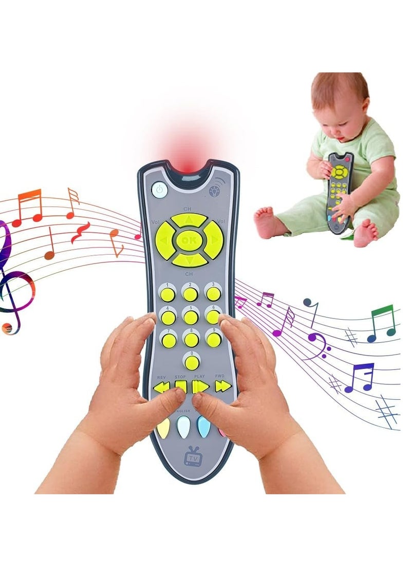 UKR - UKR TV Remote Control Singing Baby Toy – Musical Early Learning Toy with Light & Sound | Multi-Language Remote for Babies 6+ Months | Interactive Language Development Toy for Boys & Girls (Grey) - Image 1