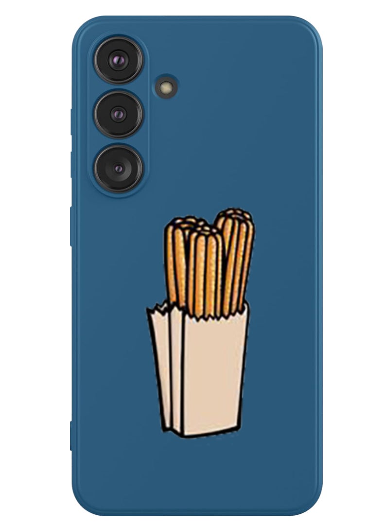 Theodor Protective Slim Fit Case Liquid Silicone Cover with Full Body Protection Anti-Scratch Shockproof Case For Samsung Galaxy S24 Plus (Blue) - Dessert Churos - Image 1