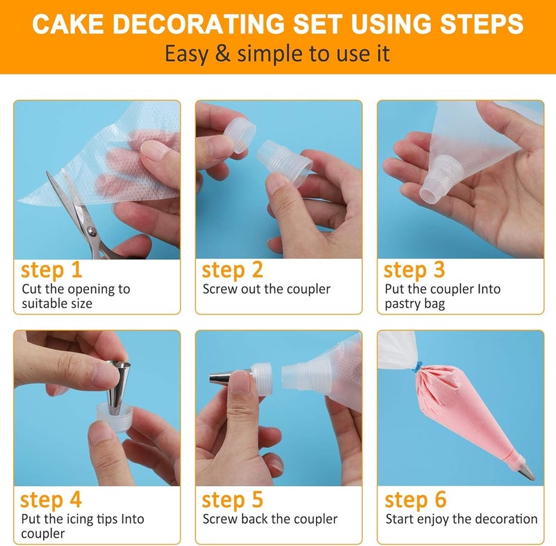 firstake Piping Bags and Tips Set - 100pcs Disposable Piping Bags, 12 Inch Icing Bags, Thickened Pastry Bags, Anti Burst Frosting Bags, Non-slip Cake Decorating Bags for Baking Cupcake and Cookies - Image 4