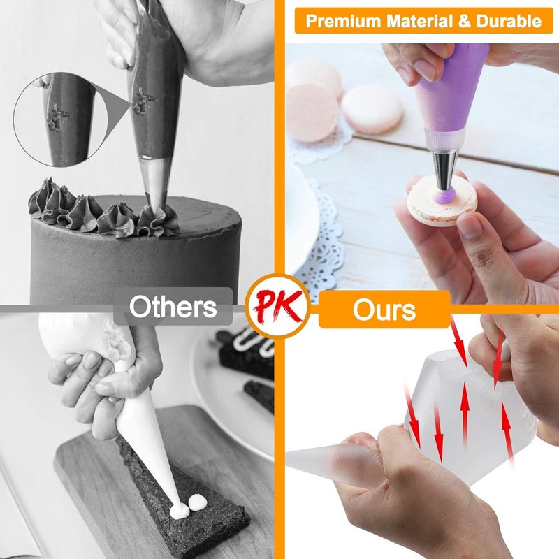 firstake Piping Bags and Tips Set - 100pcs Disposable Piping Bags, 12 Inch Icing Bags, Thickened Pastry Bags, Anti Burst Frosting Bags, Non-slip Cake Decorating Bags for Baking Cupcake and Cookies - Image 5
