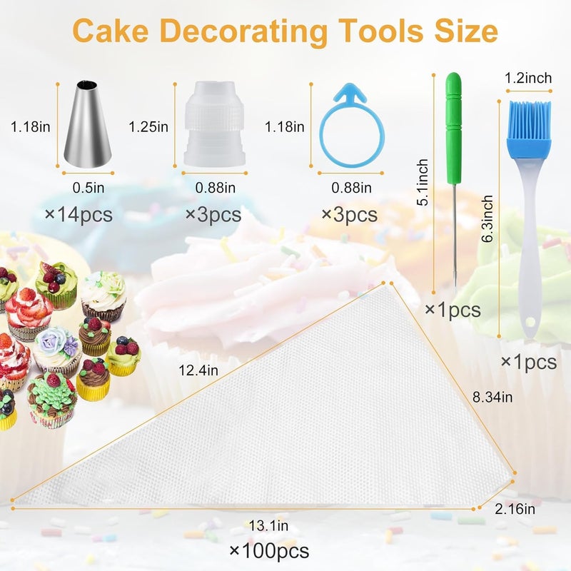 firstake Piping Bags and Tips Set - 100pcs Disposable Piping Bags, 12 Inch Icing Bags, Thickened Pastry Bags, Anti Burst Frosting Bags, Non-slip Cake Decorating Bags for Baking Cupcake and Cookies - Image 2