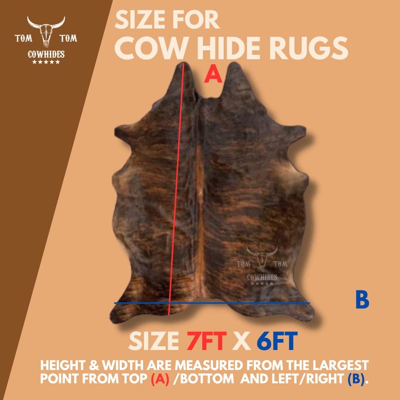 TOM TOM COWHIDES Cowhides Rug 7x6 Brindle Red Brown Black Cowhide Natural Leather - Image 3