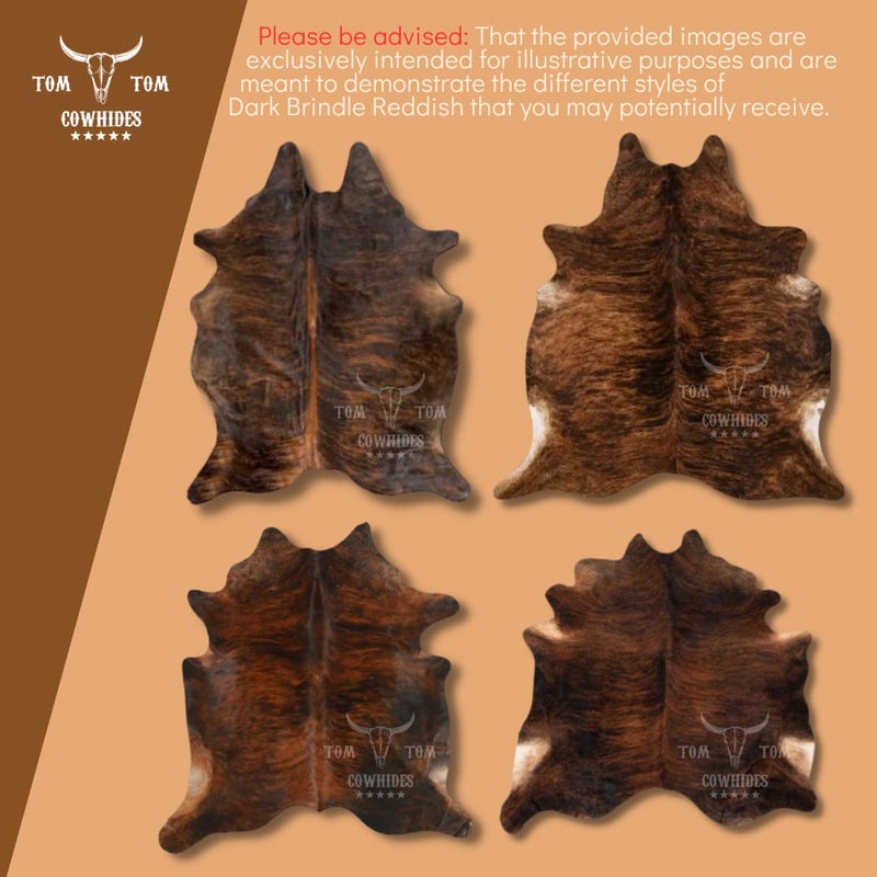 TOM TOM COWHIDES Cowhides Rug 7x6 Brindle Red Brown Black Cowhide Natural Leather - Image 2