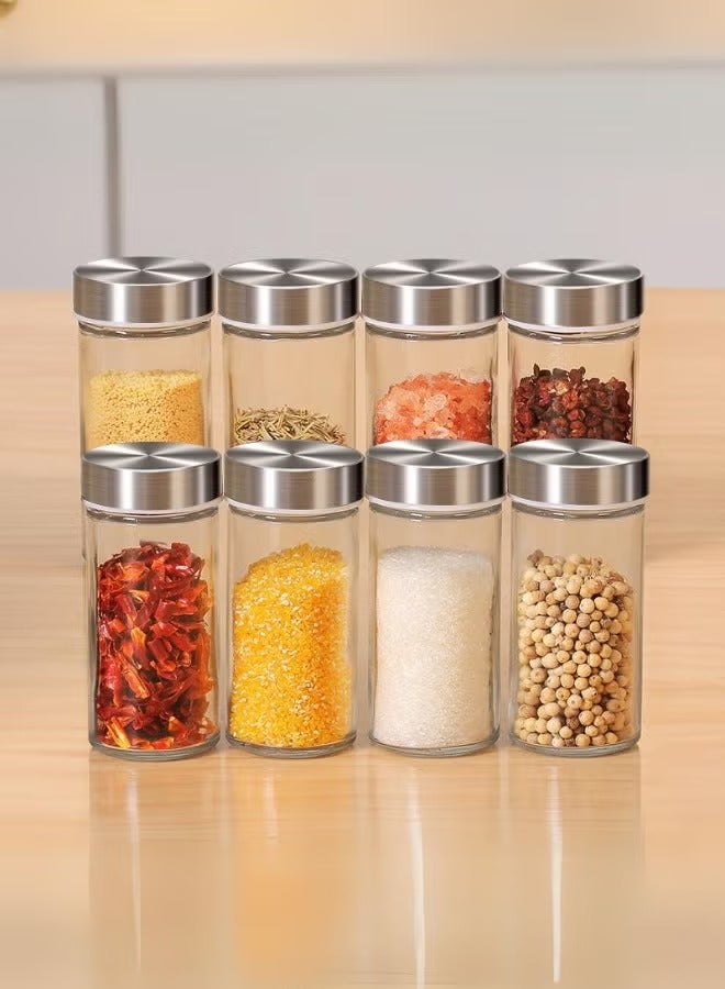 رف دوار منظم للتوابل و البهارات  مع 20 علبة زجاجية فضي - Image 5