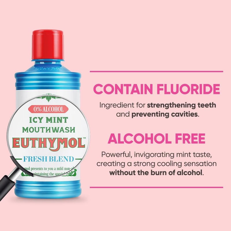 Euthymol Icy Mint Mouthwash 500 ml - Alcohol-Free Oral Care - Image 2