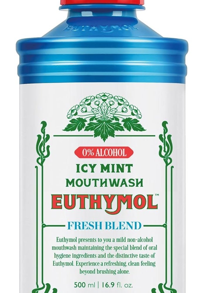 Euthymol Icy Mint Mouthwash 500 ml - Alcohol-Free Oral Care - Image 1