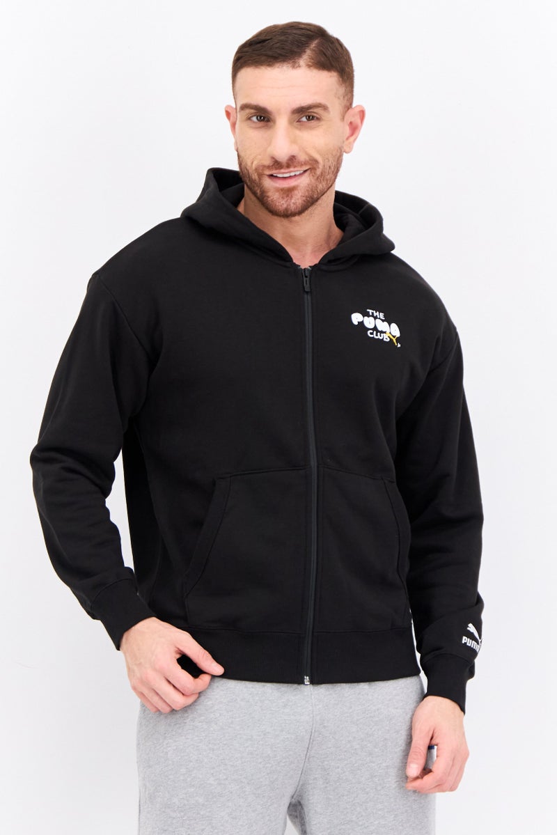 PUMA ملابس رياضية للرجال بأكمام طويلة مناسبة، خارجية، هوديز، أسود - Image 1