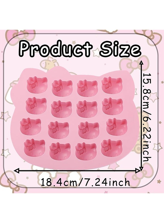 Sanrio 2 Pcs 3D Kitten Candy Silicone Molds,32 Cavity Chocolate Silicone Mold for Cookies, Gum, Sugar Craft, Butter, Pudding, Gelatin, Wax, Ice, Soap, Plaster, Epoxy Resin, Clay,DIY Baking Tools  - Image 2