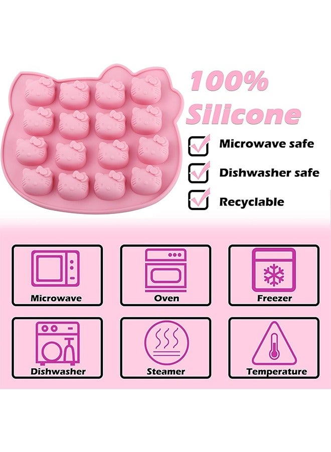 Sanrio 2 Pcs 3D Kitten Candy Silicone Molds,32 Cavity Chocolate Silicone Mold for Cookies, Gum, Sugar Craft, Butter, Pudding, Gelatin, Wax, Ice, Soap, Plaster, Epoxy Resin, Clay,DIY Baking Tools  - Image 3