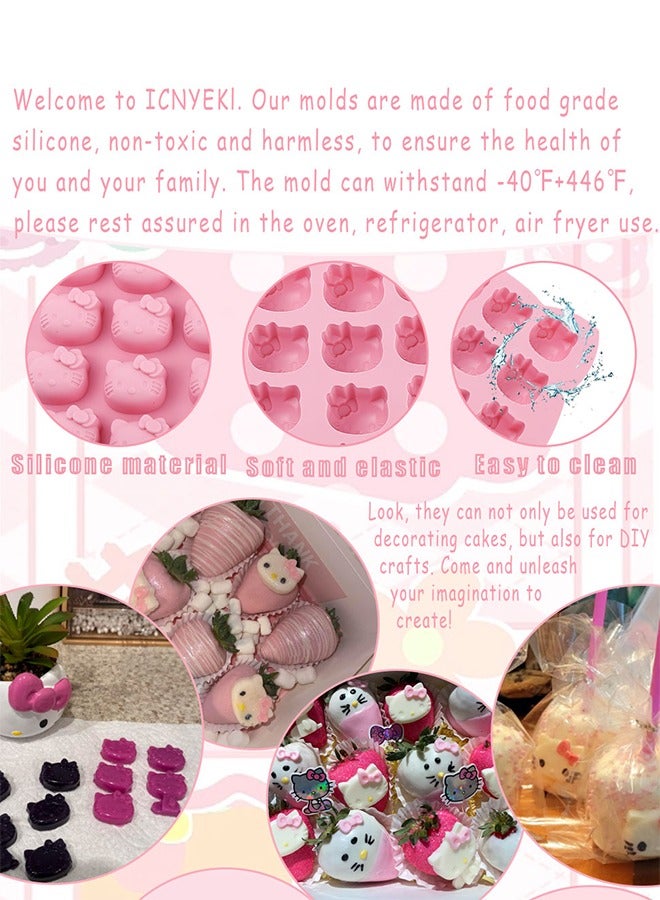 Sanrio 2 Pcs 3D Kitten Candy Silicone Molds,32 Cavity Chocolate Silicone Mold for Cookies, Gum, Sugar Craft, Butter, Pudding, Gelatin, Wax, Ice, Soap, Plaster, Epoxy Resin, Clay,DIY Baking Tools  - Image 4
