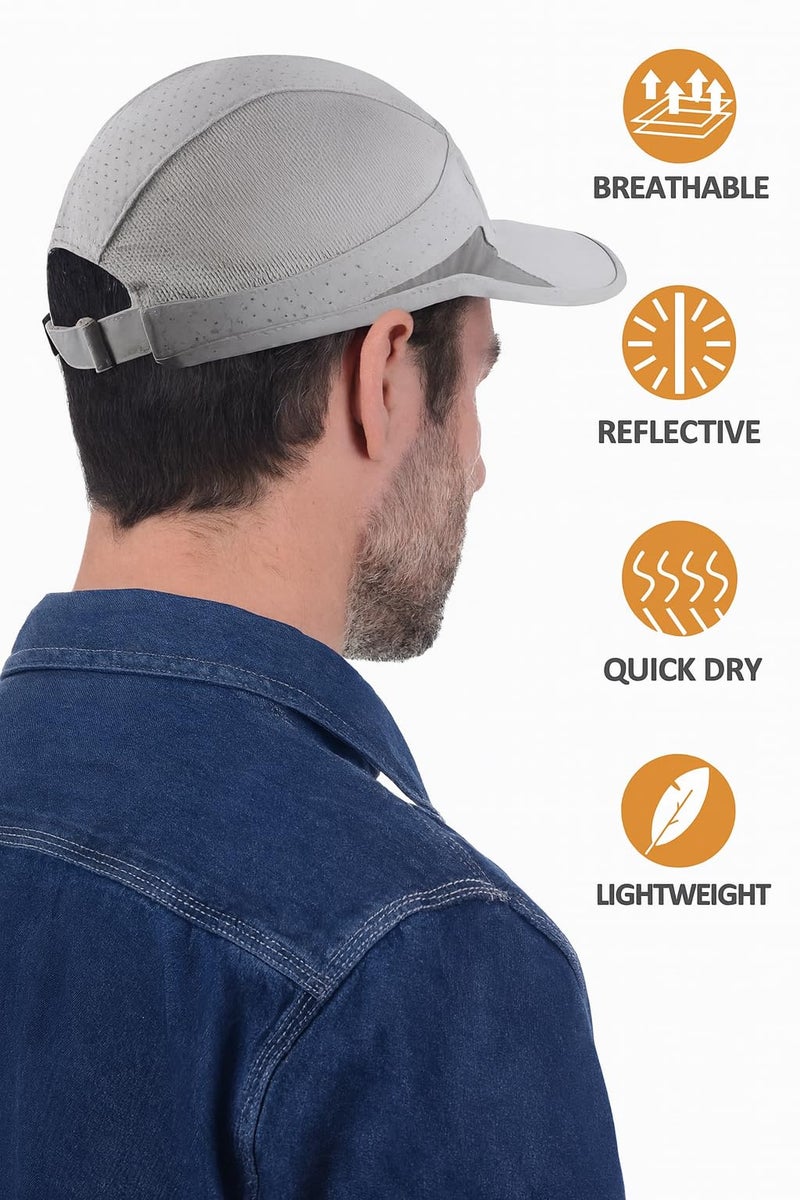 KeepCart Nylon Unstructured Reflective Lightweight Unisex With Stylish Sports Soft Hat Cap (Light Grey), Free Size - Image 4