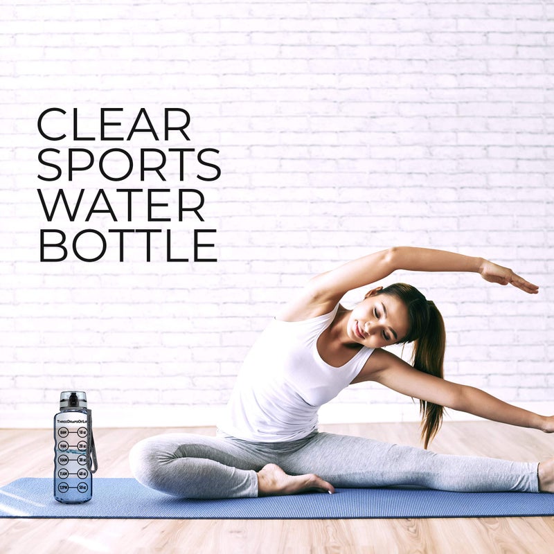 ثري دروبس أوف لايف 50oz Sport Water Bottle - أفضل لترطيب عالية السعة - تريتان بلاستيك صافية BPA Free Flip Top Top Top Proof Lid Lid New Courser Strong القابلة لإعادة الاستخدام 50 أوقية زجاجة رياضية صافية - Image 4