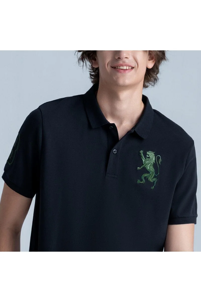 جيوردانو قميص بولو أسد أسود للرجال