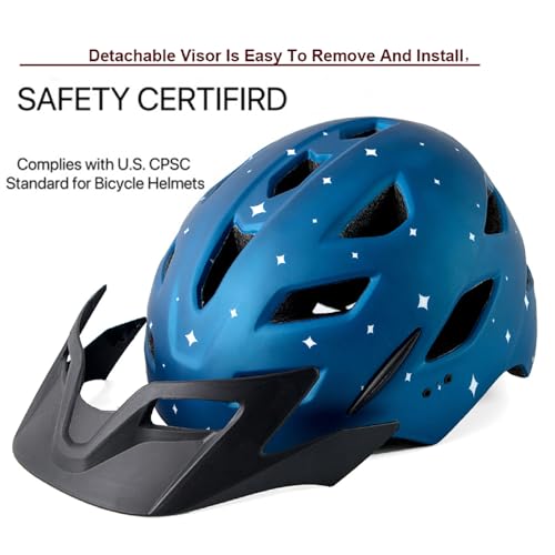 Bavilk Kids Bike Helmet,Bavilk Kids Boys Girls Bike Helmets with LED Light Detachable Visor Children Youth Teen Multi-Sport for Skating Cycling Scooter Skateboard Adjustable & Lightweight 19.7"-22.4" - Image 3