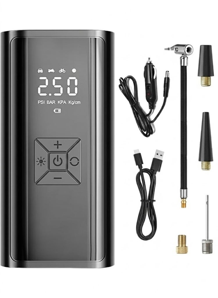 Tire Inflator Portable Air Compressor 6000mAh Fast Inflation Auto Shut Off LED Display for Cars SUVs Bikes Road Trips - Image 1