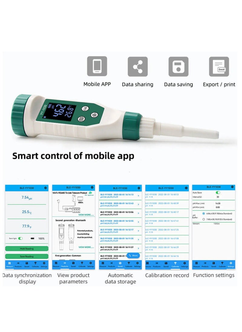 Generic YY-1030 Smart Bluetooth pH Meter, Water Quality Tester Pen, Mobile APP Control, for Soil/Cosmetic/Food/Cheese/Meat Fruit/Dough/Baby Food Supplement  - Image 4