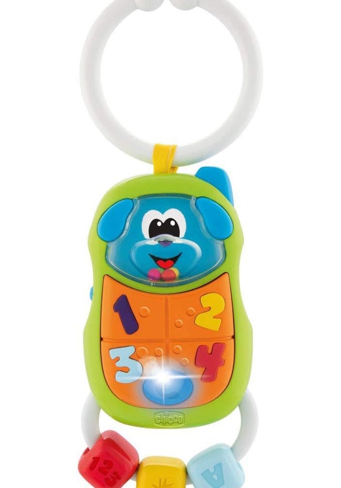 Chicco Puppy Phone Plastic Rattle for Ages 3-18 Months - Image 1