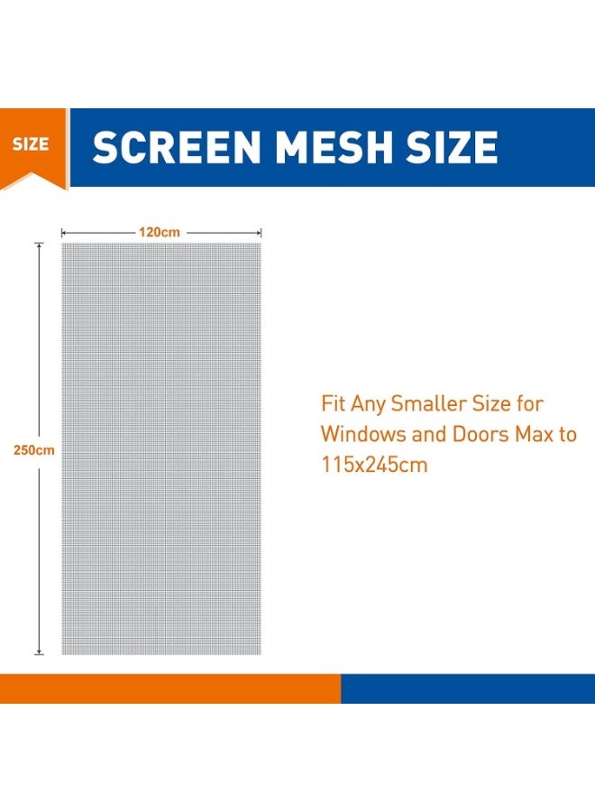 شاشات ذباب للنوافذ 120 × 250 سم شبكة نافذة قابلة للقص والغسيل ومقاومة للخدش باللون الرمادي - Image 2