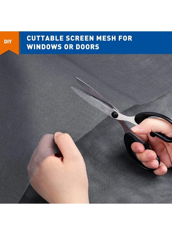 شاشات ذباب للنوافذ 120 × 250 سم شبكة نافذة قابلة للقص والغسيل ومقاومة للخدش باللون الرمادي - Image 5