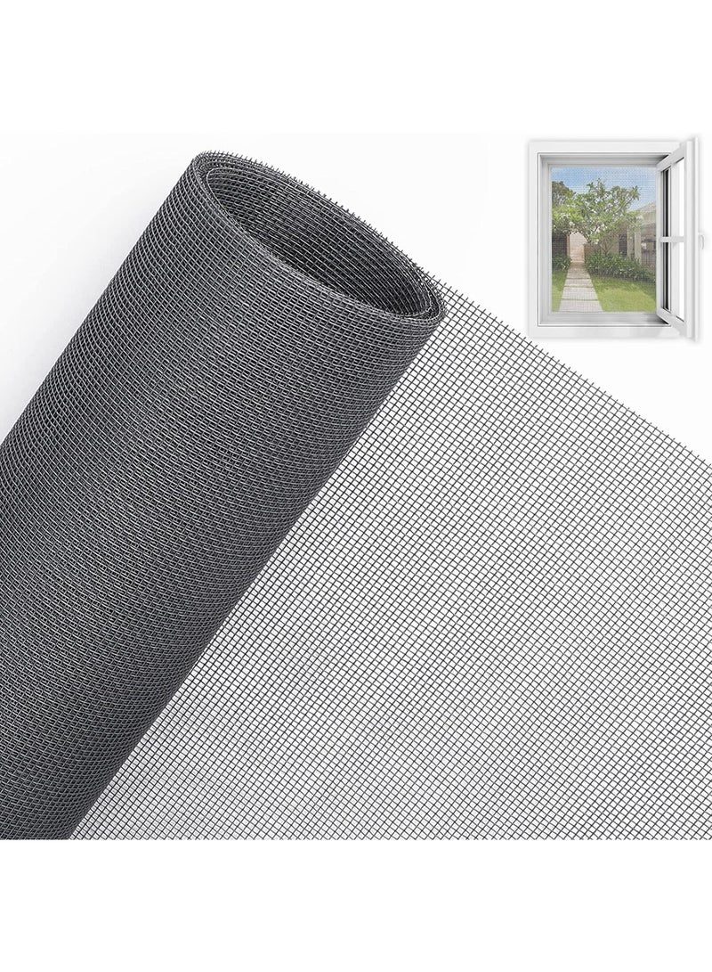 شاشات ذباب للنوافذ 120 × 250 سم شبكة نافذة قابلة للقص والغسيل ومقاومة للخدش باللون الرمادي - Image 1