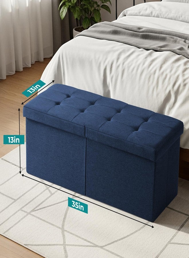 Snuvid 35 Inches Storage Ottoman for for Bedroom, Blue - Image 2