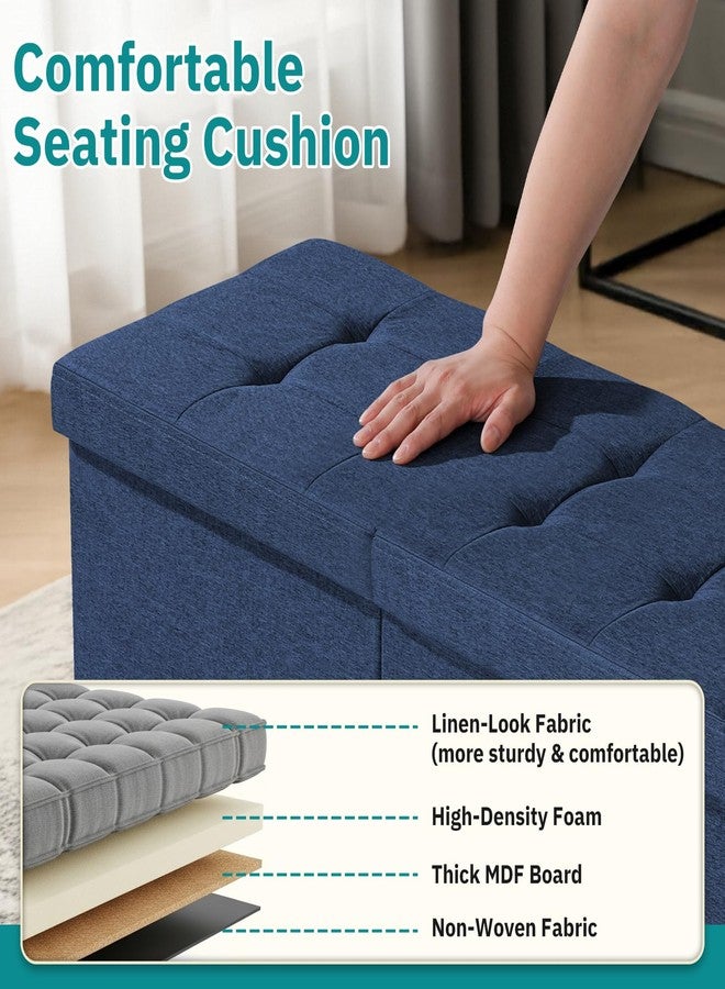 Snuvid 35 Inches Storage Ottoman for for Bedroom, Blue - Image 3