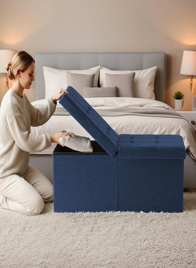 Snuvid 35 Inches Storage Ottoman for for Bedroom, Blue - Image 5