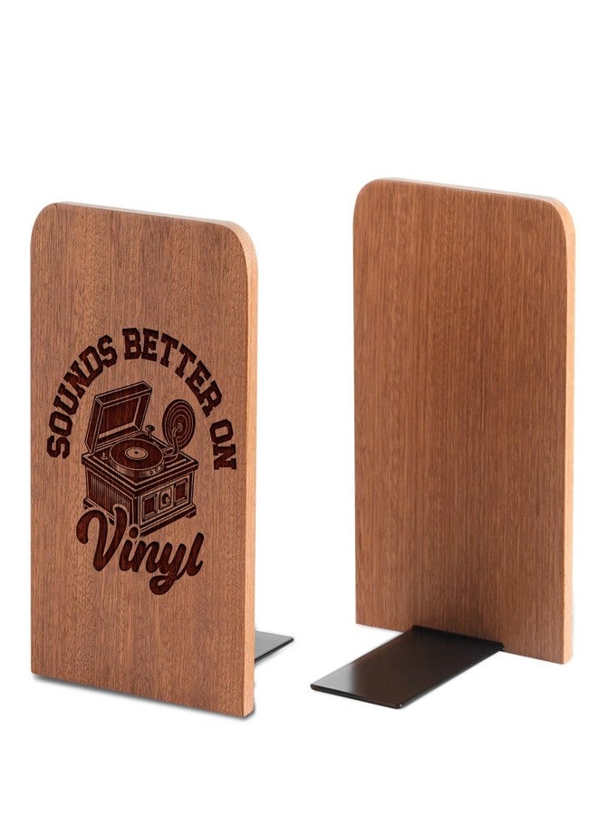 INNObeta Gifts for Vinyl Record Lovers, Bookends for Vinyl Records, Vinyl Record Storage, Novelty Bookends Unique, Heavy Duty Wooden Book Ends for Shelves Decorative(1 Pair, 4.72x6.69 Inches) - Image 1