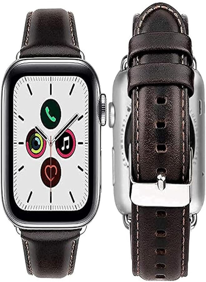 Generic - Generic iBazal Compatible with Apple Watch Band 49mm 45mm 44mm 42mm,Genuine Leather Bands Replacement Strap for iWatch Ultra Series 8 7 6 SE 5 4 3 2 1 Sports&Edition Men Women -42/44/45/49mm Coffee - Image 1